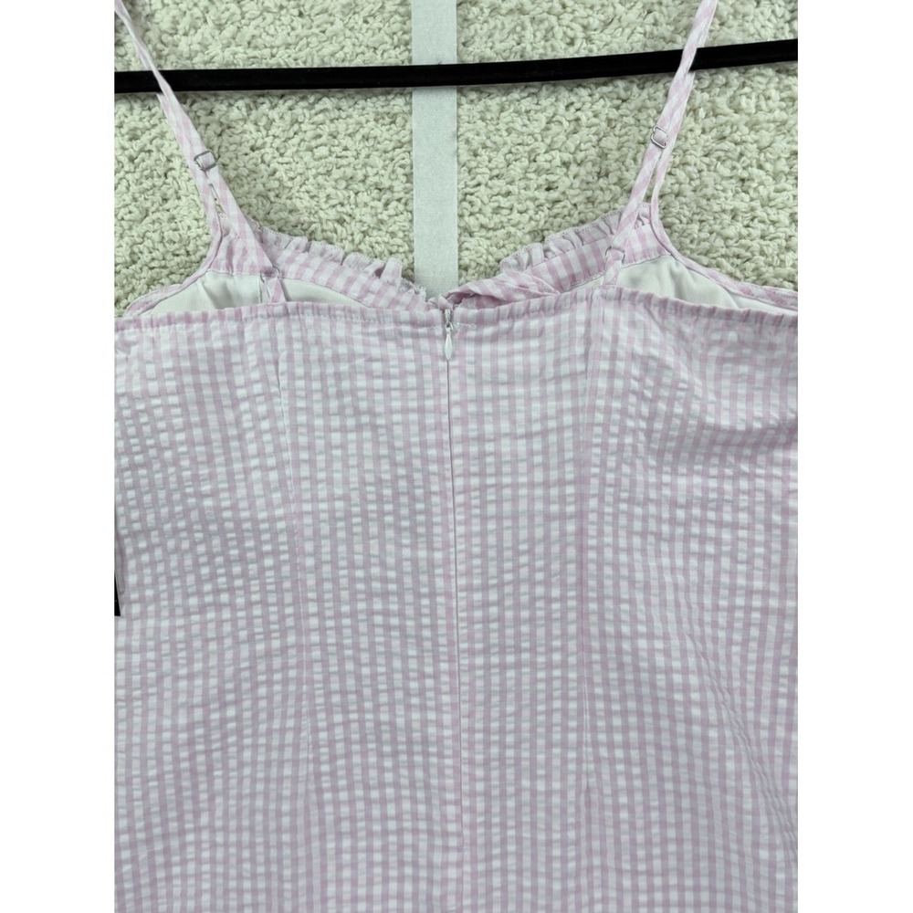 NWT Pink Gingham Cottagecore Milkmaid Mini Dress Coquette Fairycore L Babydoll - Picture 8 of 13